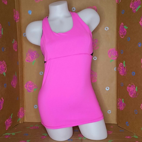 Champion Sports Bra Fitted Tank Hot Pink & Black M - Picture 2 of 9